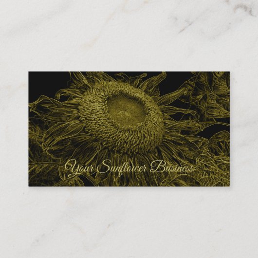 Zonnebloem Geel Zwart Floral Art Elegant Visitekaartje (Voorkant)