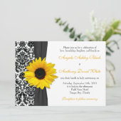 Zonnebloem Geel Zwart Wit Damasverband Weddenschap Kaart (Staand voorkant)