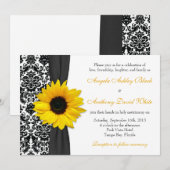 Zonnebloem Geel Zwart Wit Damasverband Weddenschap Kaart (Voorkant / Achterkant)
