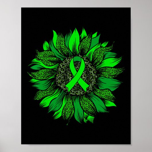 Zonnebloem Geestelijke Gezondheid Bewustzijn Groen Poster (Voorkant)