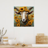 Zonnebloem Geit Poster (Keuken)
