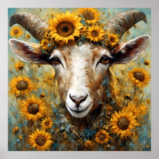 Zonnebloem Geit Poster (Voorkant)