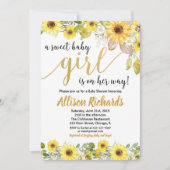 Zonnebloem gele baby shower uitnodiging voor meisj (Voorkant)