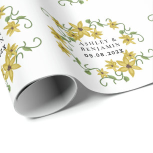 Zonnebloem Gele Bloemige Botanische Handgetekende Cadeaupapier