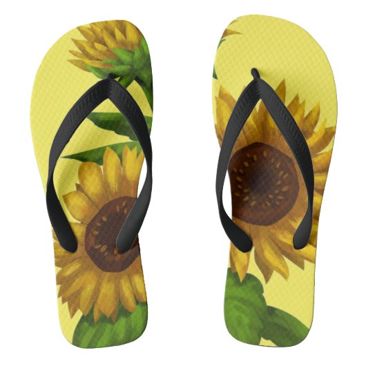 Zonnebloem gele bloesem natuur teenslippers (Voetbed)