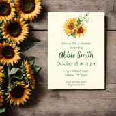 Zonnebloem gele douche uitnodiging