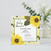 Zonnebloem Gele Floral | BABY SHOWER Kaart (Staand voorkant)
