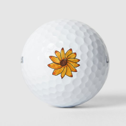 Zonnebloem gele hand getekend golfballen (Voorkant)