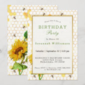 Zonnebloem Gele honingraat Bijen Gouddag Kaart (Voorkant / Achterkant)