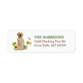 Zonnebloem Gele Labrador Retriever Etiket