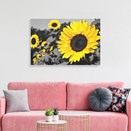 Zonnebloem: Gele plons van kleur Canvas Afdruk (Insitu (Woonkamer))