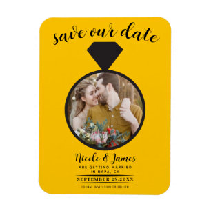 Zonnebloem Gele Trouwring Foto Save the Date Magneet