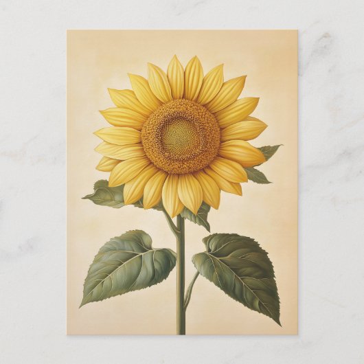 Zonnebloem Gele Waterverf Achtergrond Briefkaart (Voorkant)