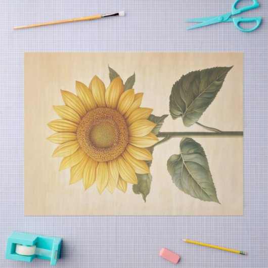 Zonnebloem Gele Waterverf Achtergrond Decoupage Tissuepapier (Craft)