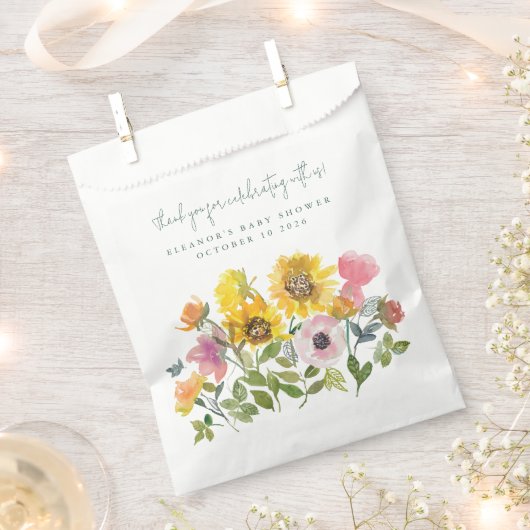 Zonnebloem Gele Waterverf Florence Baby shower Bedankzakje (Geknipt)