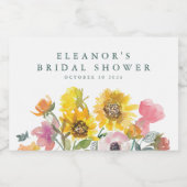 Zonnebloem Gele Waterverf Florence Vrijgezellenfee Sparkling Wijnetiket (Enkel label)