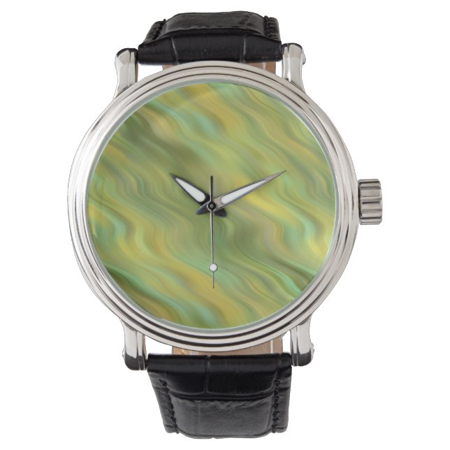 Zonnebloem Gele Wavy Textuur Horloge (Voorkant)
