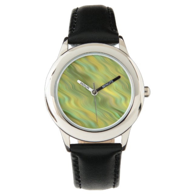 Zonnebloem Gele Wavy Textuur Horloge (Voorkant)
