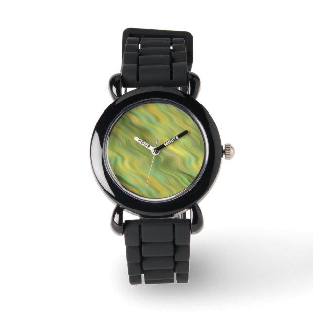 Zonnebloem Gele Wavy Textuur Horloge (Voorkant)