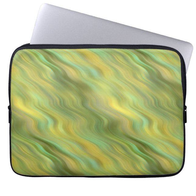 Zonnebloem Gele Wavy Textuur Laptop Sleeve (Voorkant)