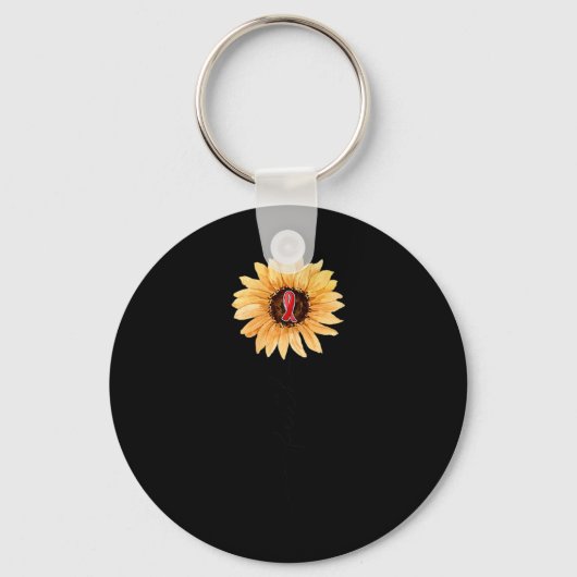 Zonnebloem GELOOF Bourgondië lint hersenen aneurys Sleutelhanger (Voorkant)