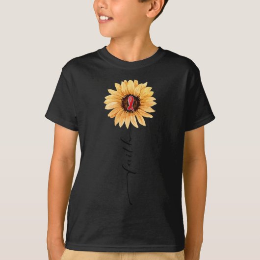 Zonnebloem GELOOF Bourgondië lint hersenen aneurys T-shirt (Voorkant)