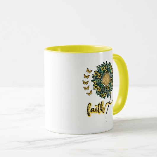 Zonnebloem Geloof geïnspireerd Classic Mok, 11 oz Mok (Voorkant rechts)