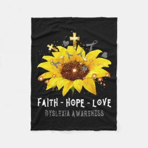 Zonnebloem Geloof Hoop Liefde Dyslexie Bewustzijn Fleece Deken