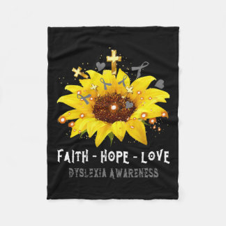 Zonnebloem Geloof Hoop Liefde Dyslexie Bewustzijn  Fleece Deken
