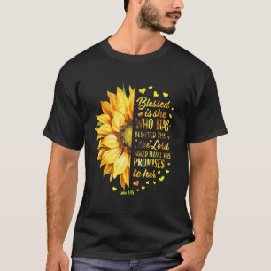 Zonnebloem geloofde dat de Heer Jezus belooft T-shirt