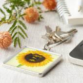 Zonnebloem gelukkig ooit na Honeymoon Sleutelhange Sleutelhanger (Zijkant)