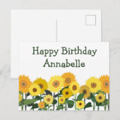 Zonnebloem Gelukkige Verjaardag Persoonlijk Briefkaart (Voorkant / Achterkant)