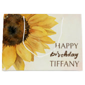 Zonnebloem gelukkige verjaardag zonneschijn groot cadeauzakje (Voorkant)