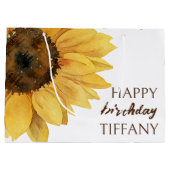 Zonnebloem gelukkige verjaardag zonneschijn groot cadeauzakje (Achterkant)