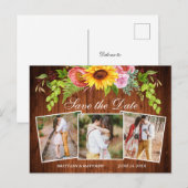 Zonnebloem Gemengde Floral Hout 3 Foto sparen de d Briefkaart (Voorkant / Achterkant)