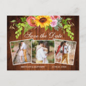 Zonnebloem Gemengde Floral Hout 3 Foto sparen de d Briefkaart (Voorkant)