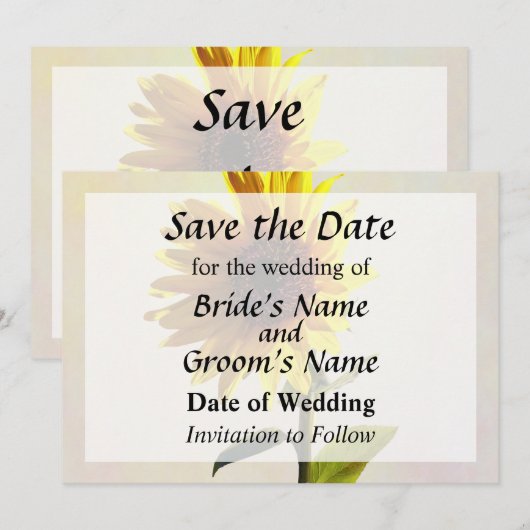 Zonnebloem Genietend van de Zon Bewaar de Datum Save The Date (Voorkant / Achterkant)