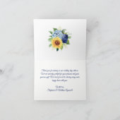 Zonnebloem Geometric Dusty Blue Navy Floral Weddin Bedankkaart (Binnen)