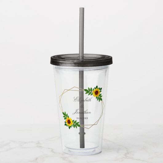 Zonnebloem Geometric Wedding Acryl Drinkbeker (Voorkant)