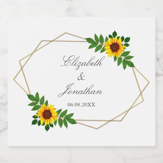 Zonnebloem Geometric Wedding Bier Etiket (Enkel label)