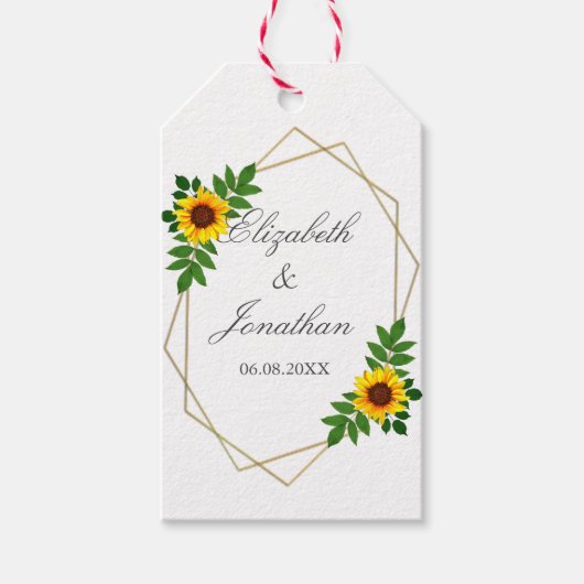 Zonnebloem Geometric Wedding Cadeaulabel (Voorkant)