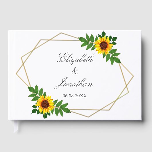 Zonnebloem Geometric Wedding Gastenboek (Voorkant)