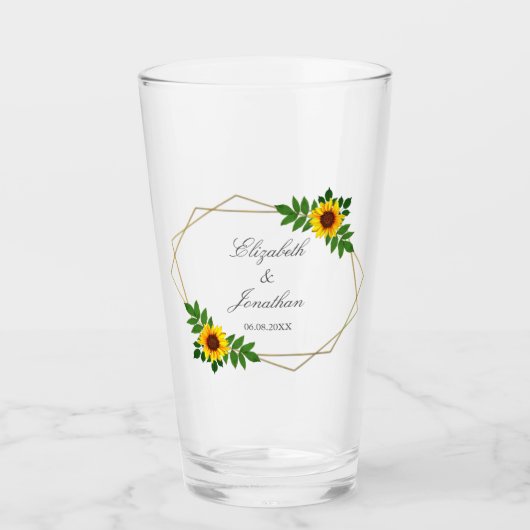 Zonnebloem Geometric Wedding Glas (Voorkant)