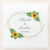 Zonnebloem Geometric Wedding Glazen Onderzetter (Voorkant)