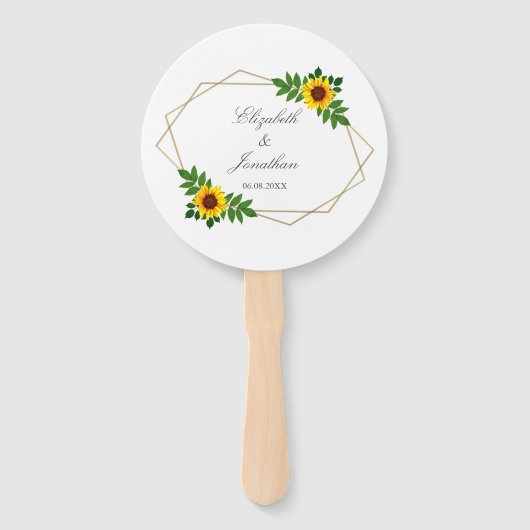 Zonnebloem Geometric Wedding Handwaaier (Voorkant)