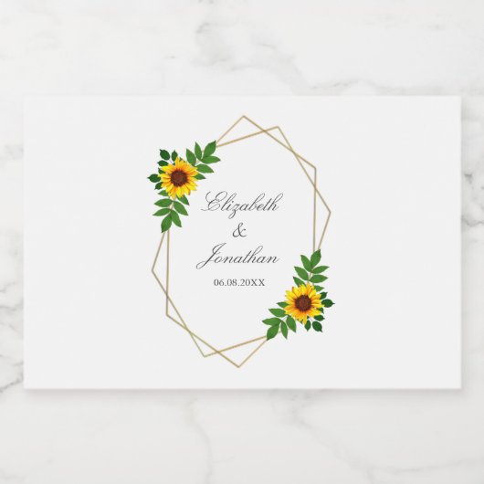 Zonnebloem Geometric Wedding Likeurfles Etiket (Enkel label)