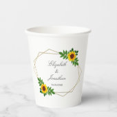 Zonnebloem Geometric Wedding Papieren Bekers (Voorkant)