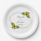Zonnebloem Geometric Wedding Papieren Bordje (Voorkant)