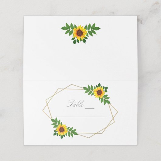 Zonnebloem Geometric Wedding Plaatskaartje (Buitenkant ongevouwen)