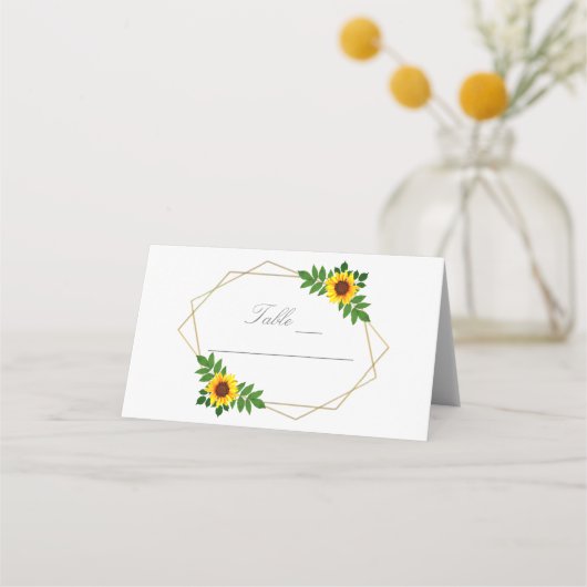 Zonnebloem Geometric Wedding Plaatskaartje (Voorkant)